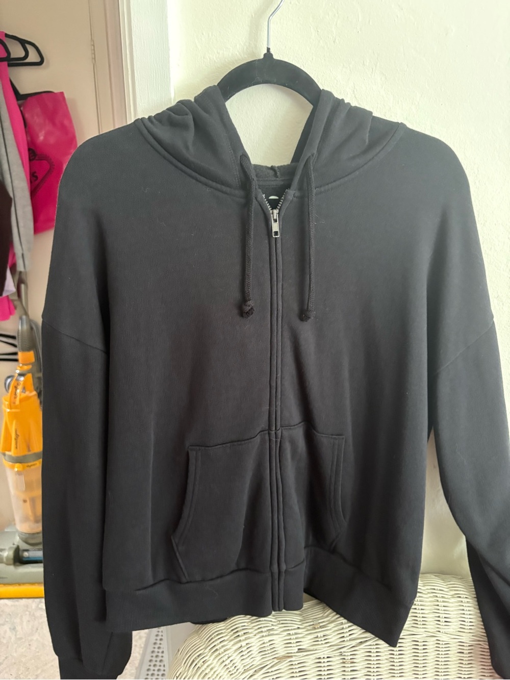 Black Zip-Up Hoodie Jacket -Women